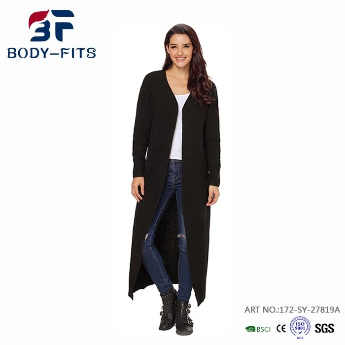 Black Long Sweater Coat Girl