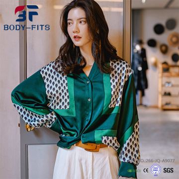 Sleeve Blouse Print Elegant