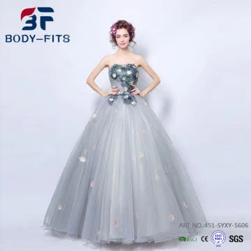 Gaun Malam Bengkak Bunga Pakaian Prom